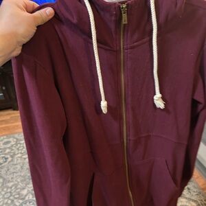 AMPERSAND AVE Maroon Hoodie with White Drawstrings